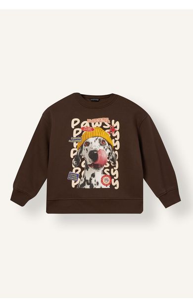 DeFacto Oversıze Bisiklet Yaka Baskılı İçi Yumuşak Tüylü Kalın Sweatshirt Kumaşı Sweatshirt Kız Çocuk