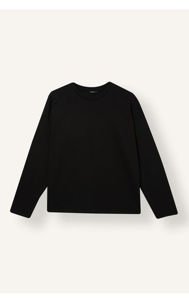 DeFacto %100 Pamuk Loose Fit Bisiklet Yaka Uzun Kollu Basic Tişört