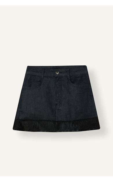 DeFacto Dantel Detaylı Normal Bel Jean Mini Etek