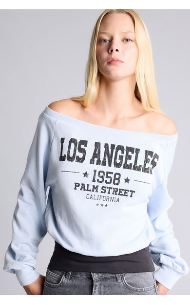 DeFacto Oversıze Omzu Açık Baskılı Sweatshirt