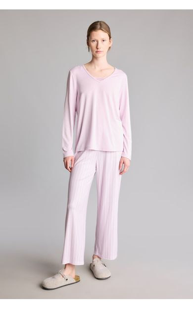 DeFacto Regular Fit V Yaka Uzun Kollu 2'li Pijama Takımı