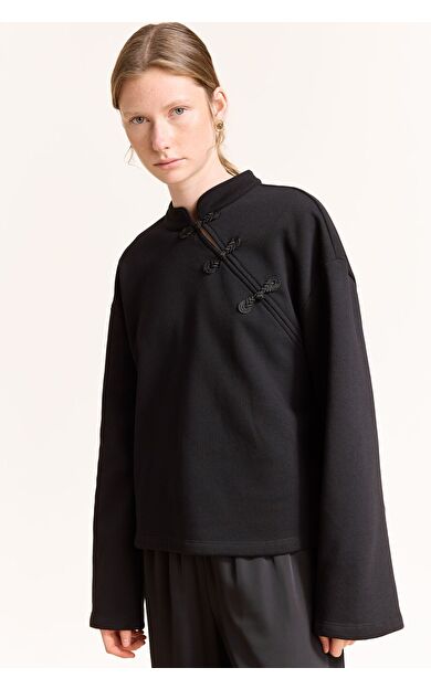DeFacto Loose Fıt Yarım Balıkçı Yaka Kalın Sweatshirt Kumaşı Sweatshirt