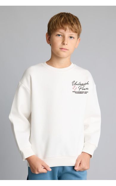 DeFacto Regular Fıt Bisiklet Yaka Spor Baskılı Kalın Kumaş Sweatshirt Erkek Çocuk