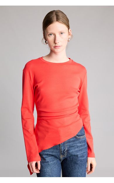 DeFacto %100 Pamuk Slim Fit Büzgü Detaylı Bisiklet Yaka Uzun Kollu Basic Tişört