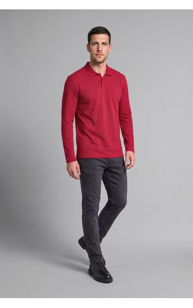 DeFacto %100 Pamuk Regular Fit Polo Yaka Pike Uzun Kollu Basic Tişört