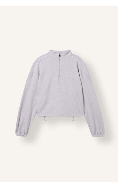 DeFacto Loose Fıt Yarım Balıkçı Fermuarlı Yaka Nakışlı Sweatshirt