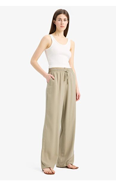 DeFacto Florida Belmando Kumaş Pantolon Cepli Yüksek Bel Geniş Paça J8738AZ25SMKH271