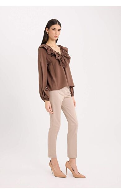 DeFacto Sigaret Normal Bel Düz Paça Saten Pantolon