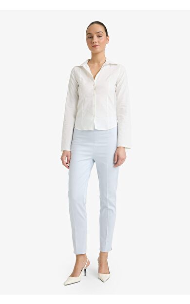 Sigaret Saten Kumaş Pantolon Normal Bel Düz Paça