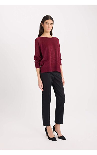 DeFacto Sigaret Saten Pantolon Normal Bel Basic Düz Beli Lastikli Düz Paça J8743AZ25SMBK81