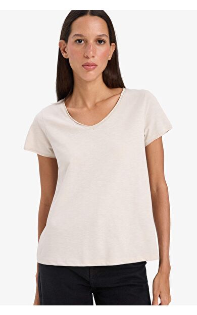 DeFacto Regular Fit V Yaka Basic Düz Kısa Kollu Tişört K1507AZ25SMBG186