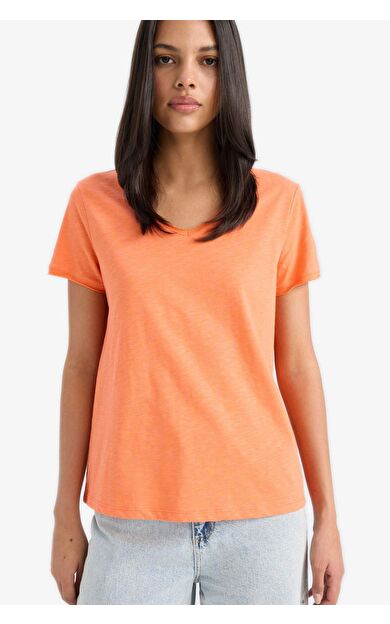 DeFacto Regular Fit V Yaka Basic Düz Kısa Kollu Tişört K1507AZ25SMOG567