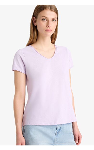 DeFacto Regular Fit V Yaka Basic Düz Kısa Kollu Tişört K1507AZ25SMPR67