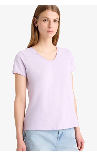 DeFacto Regular Fit V Yaka Basic Düz Kısa Kollu Tişört K1507AZ25SMPR67