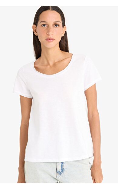DeFacto Regular Fit Bisiklet Yaka Basic Düz Kısa Kollu Tişört K1508AZ25SMWT83