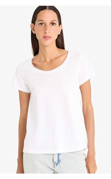 DeFacto Regular Fit Bisiklet Yaka Basic Düz Kısa Kollu Tişört K1508AZ25SMWT83