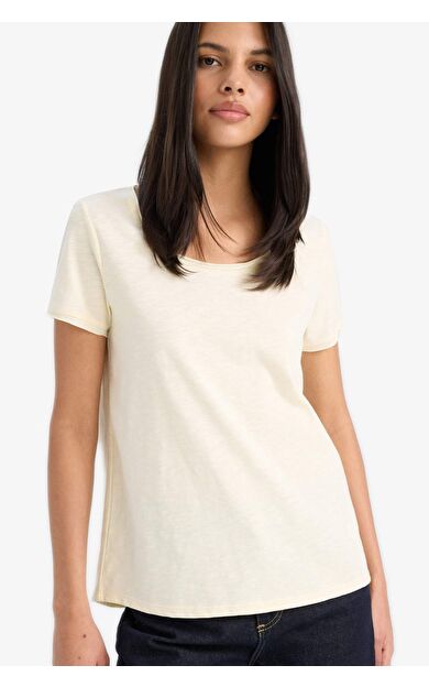 DeFacto Regular Fit Yuvarlak Yaka Basic Düz Kısa Kollu Tişört K1508AZ25SMYL504