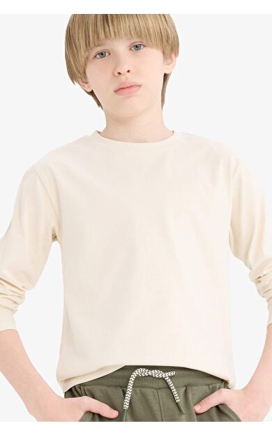 DeFacto Erkek Çocuk Bisiklet Yaka Basic Düz Uzun Kollu Tişört K1686A625AUBG734