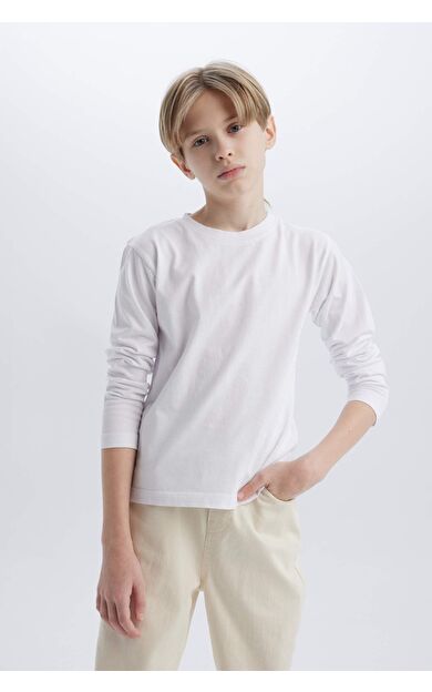DeFacto Erkek Çocuk Bisiklet Yaka Basic Düz Uzun Kollu Tişört K1686A625SPWT34