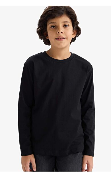 Regular Fıt Bisiklet Yaka Uzun Kollu Tişört Erkek Çocuk