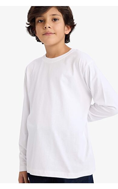 Regular Fıt Bisiklet Yaka Uzun Kollu Tişört Erkek Çocuk