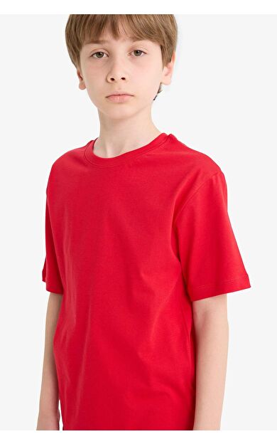 DeFacto Erkek Çocuk Bisiklet Yaka Basic Düz Kısa Kollu Tişört K1687A625AURD65