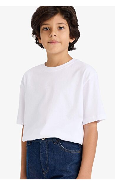 Regular Fıt Bisiklet Yaka Kısa Kollu Tişört Erkek Çocuk