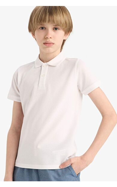 DeFacto Erkek Çocuk Polo Yaka Basic Düz Pike Kısa Kollu Tişört