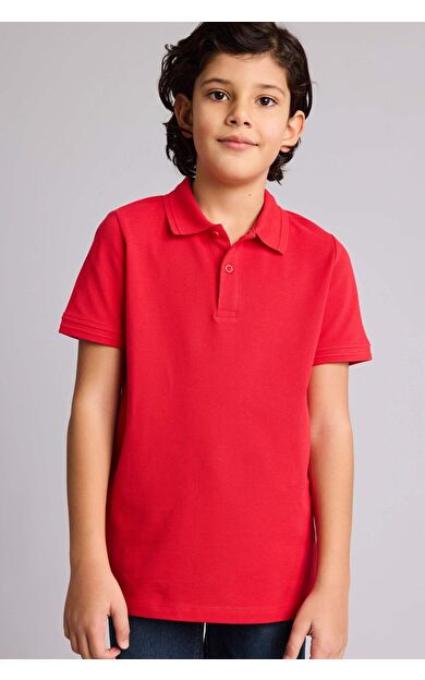 Regular Fıt Polo Yaka Basıc Düz Pike Kısa Kollu Polo Tişört Erkek Çocuk