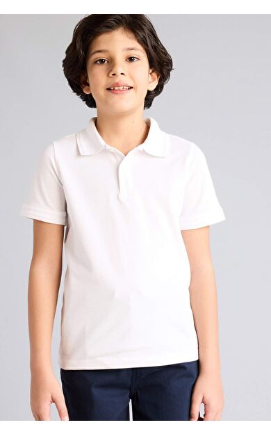 DeFacto Regular Fıt Polo Yaka Basıc Düz Pike Kısa Kollu Polo Tişört Erkek Çocuk