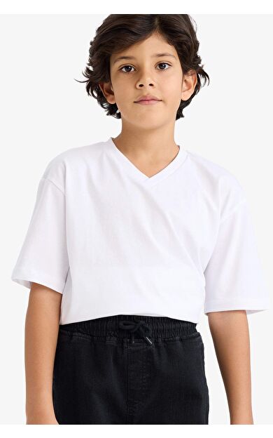 Regular Fıt V Yaka Kısa Kollu Tişört Erkek Çocuk
