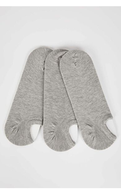 DeFacto Erkek Pamuklu 3'lü Sneaker Çorabı Gri