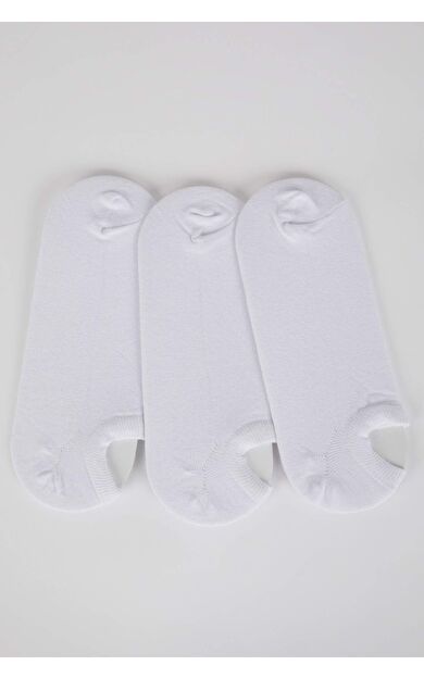 DeFacto Erkek Pamuklu 3'lü Sneaker Çorabı Beyaz