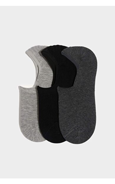 DeFacto Erkek Basic 3'lü Babet Çorabı Gri