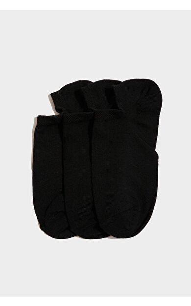 DeFacto Kadın Pamuklu 3'lü Sneaker Çorap Siyah