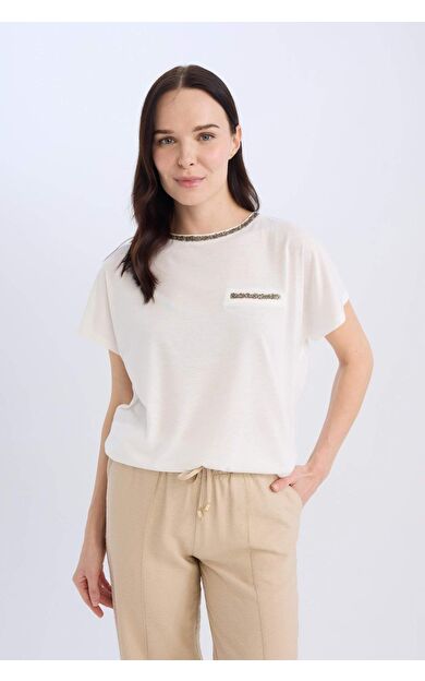 DeFacto Bisiklet Yaka Baskılı Kısa Kollu Tişört K7701AZ25SPER105