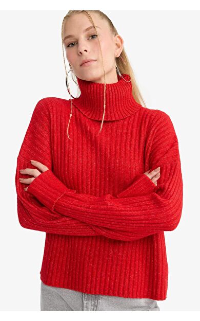 Oversıze Geniş Kalıp Balıkçı Yaka Kazak