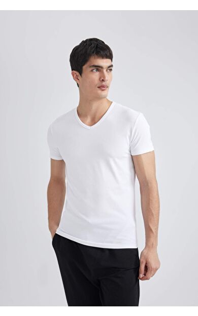 DeFacto Slim Fit V Yaka Üst L4884AZ24SMWT34