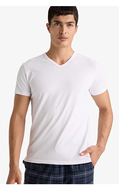 Slim Fit Dar Kesim V Yaka Üst L4884AZ25AUWT34