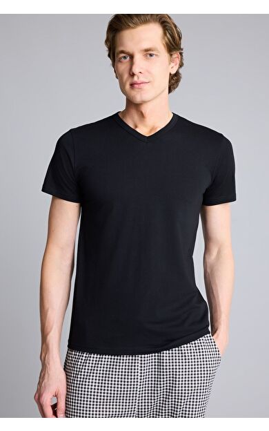 DeFacto Slim Fit Dar Kesim V Yaka Üst