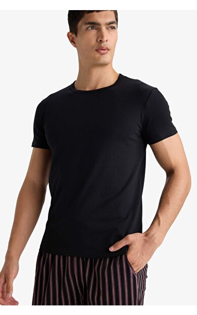 DeFacto Slim Fit Dar Kesim Bisiklet Yaka Üst L4885AZ25AUBK27