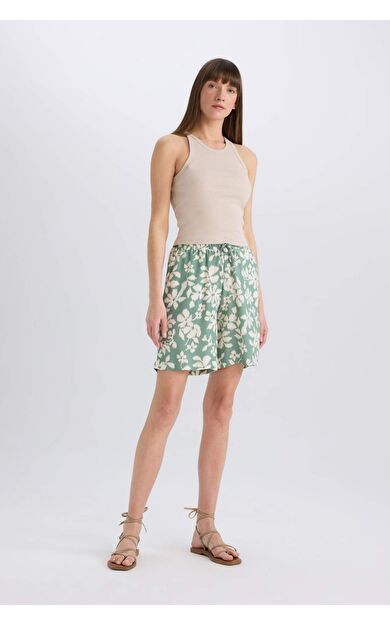 DeFacto Yüksek Bel Desenli Geniş Paça Viskon Şort L7411AZ25HSGN1041