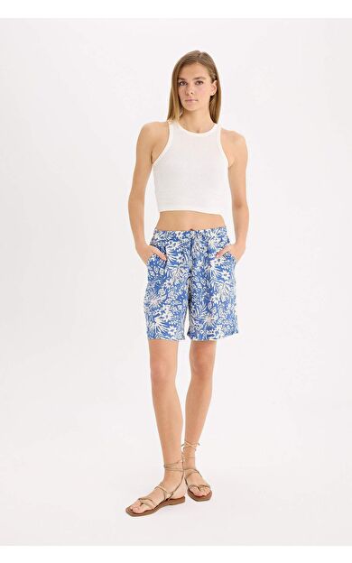 DeFacto Yüksek Bel Geniş Paça Viskon Şort