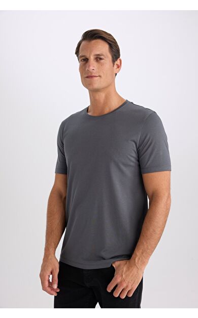DeFacto Slim Fit Dar Kesim Bisiklet Yaka Basic Düz Kısa Kollu Tişört M6606AZ25SPAR31