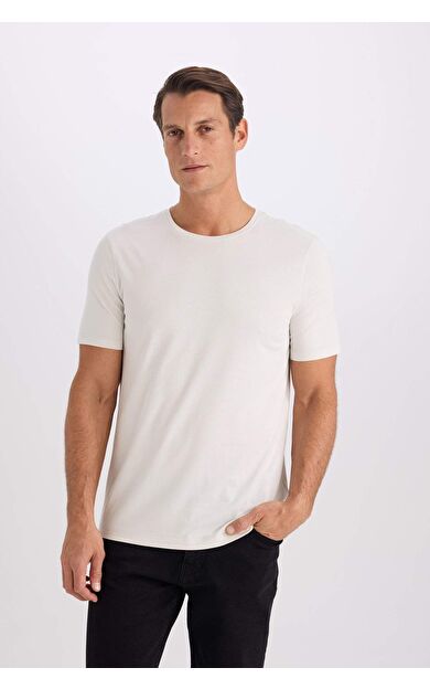 DeFacto Slim Fit Dar Kesim Bisiklet Yaka Basic Düz Kısa Kollu Tişört M6606AZ25SPER20
