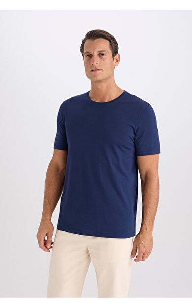DeFacto Slim Fit Dar Kesim Bisiklet Yaka Basic Düz Kısa Kollu Tişört M6606AZ25SPNV241
