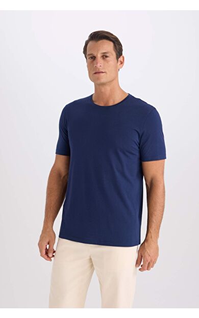 DeFacto Slim Fit Dar Kesim Bisiklet Yaka Basic Düz Kısa Kollu Tişört M6606AZ25SPNV241