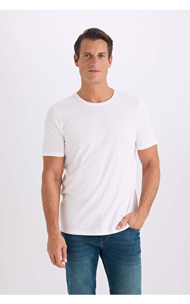 DeFacto Slim Fit Dar Kesim Bisiklet Yaka Basic Düz Kısa Kollu Tişört M6606AZ25SPWT34