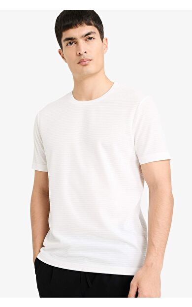 DeFacto Slım Fıt Bisiklet Yaka Kısa Kollu Tişört