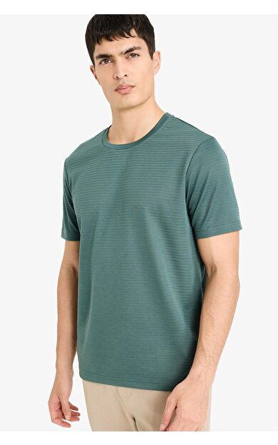 DeFacto Slım Fıt Bisiklet Yaka Kısa Kollu Tişört